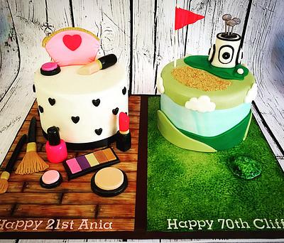 His & Hers Birthday Cakes!  - Cake by Cutsie Cupcakes
