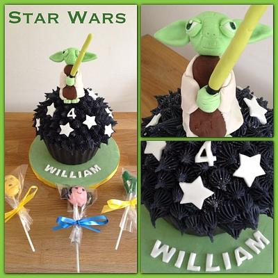 Star Wars Yoda Giant Cupcake with 30 matching cake pops - Cake by Candy's Cupcakes