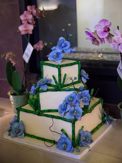 Blue Moth Orchid Wedding Cake - Cake by Kate