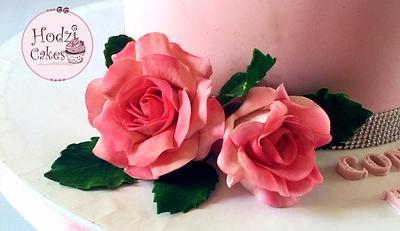 Pink gumpaste Roses - Cake by Hend Taha-HODZI CAKES