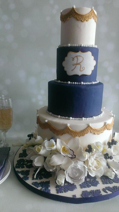 Royal Blue & Ivory - Cake by MorselsByMark