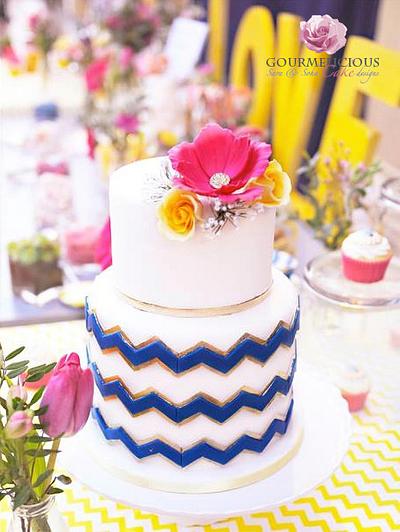 Chevron wedding cake  - Cake by Sara & Soha Cakes - i.e. Gourmelicious 