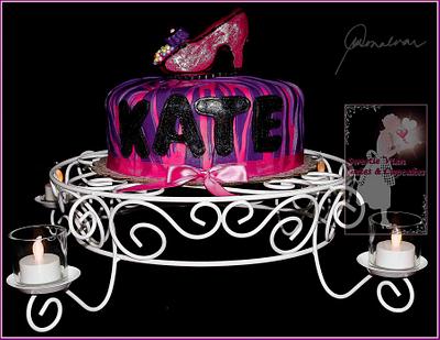 Pink and Purple Zebra Stripe Diva Fondant Shoe Cake  - Cake by Vian