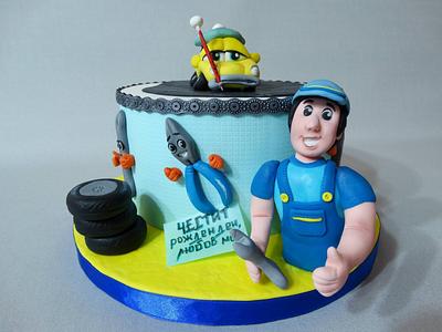 The sick car and car mechanic - Cake by Diana
