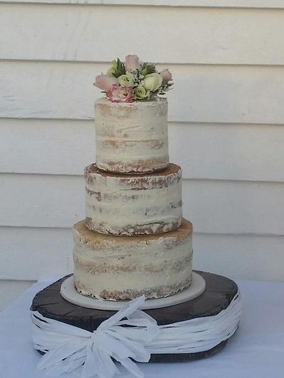 Semi naked three tier wedding cake - Cake by Sue's Sweet Delights