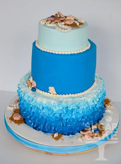 Blue beach wedding cake - Cake by Cherrycake 