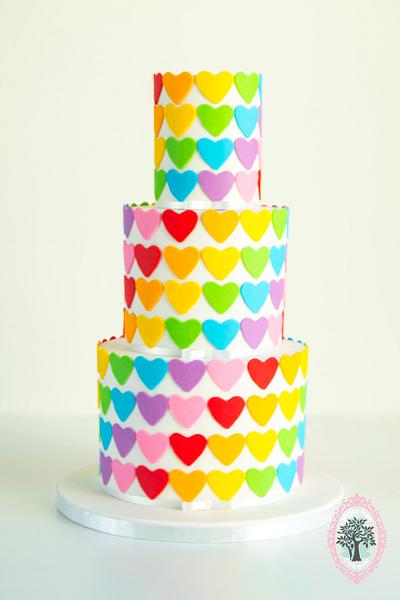 Rainbow Heart Cake - Cake by Sugar Tree Cakerie