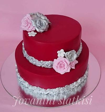 Red and silver birthday cake - Cake by Jovaninislatkisi