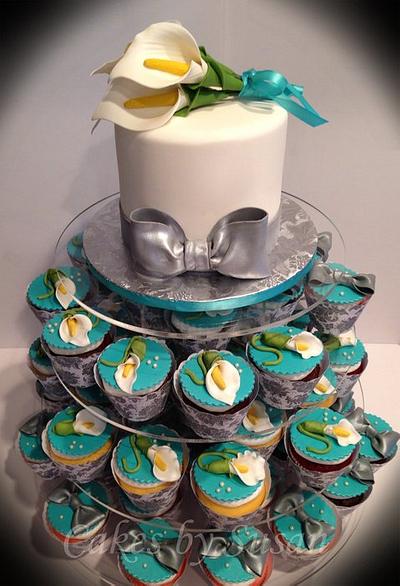 Calla lily wedding cupcakes  - Cake by Skmaestas