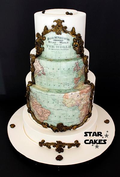 Vintage Map Wedding cake - Cake by Star Cakes