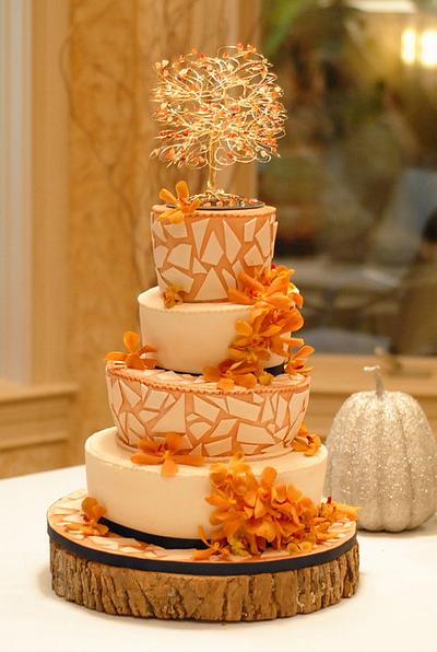 Fall Themed Mosaic Wedding Cake - Cake by Heather