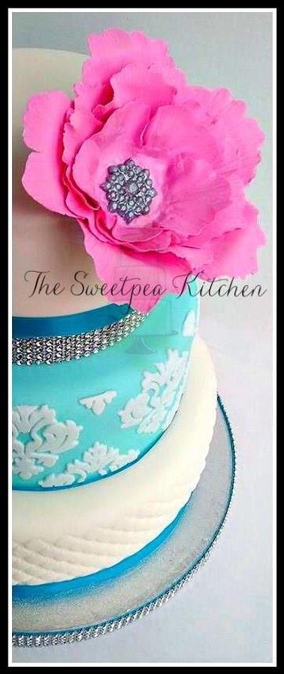 Mehgan - Teal, white and pink cake with matching dessert table  - Cake by The Sweetpea Kitchen 