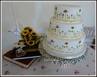 Hand painted wedding cake - Cake by Ceri's Cakes