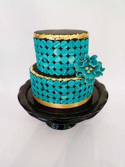 Wedding Cake - Teal and Gold - Cake by Kickshaw Cakes