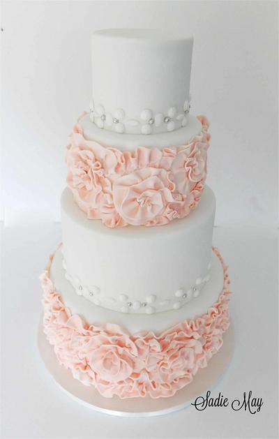 blush rosette ruffles  - Cake by Sharon, Sadie May Cakes 