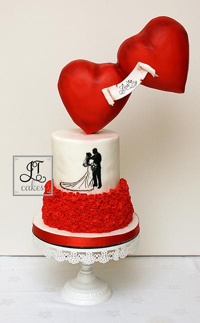 Valentines Wedding Gravity Defying Hearts - Cake by JT Cakes
