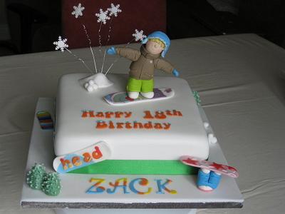Snowboarder 18th Birthday Cake - Cake by Deborah Cubbon (the4manxies)