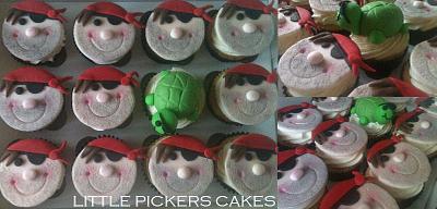 pirate cupcakes, and an eye patch wearing turtle! - Cake by little pickers cakes