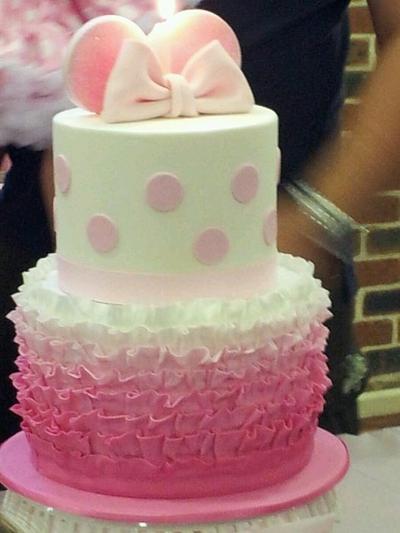 Minnie Mouse Ombré Ruffle two tiered cake - Cake by bubbdessy