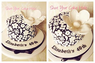 Black  and white giant bloom - Cake by Shut Your Cake Hole 