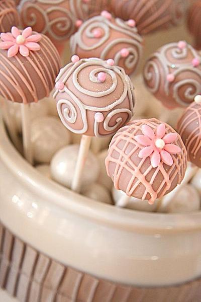 Pink and Grey Cake Pops - Cake by Bonnie