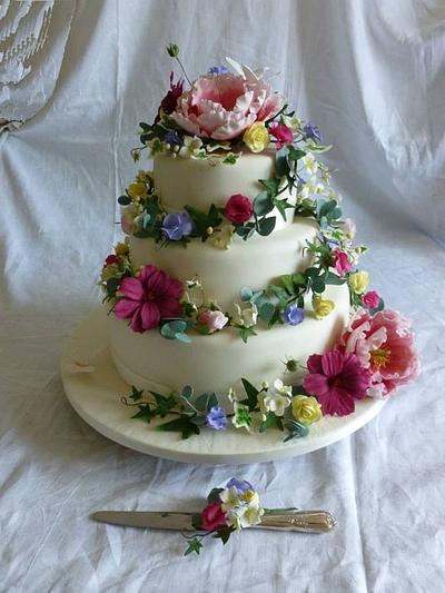 Spiralling summer flowers - Cake by Katrinaskakes