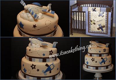 Airplane Baby Shower inspired by cool bedding.. - Cake by It's a Cake Thing 