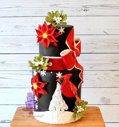 Red Cardinal CHRISTMAS Cake - Cake by Violet - The Violet Cake Shop™