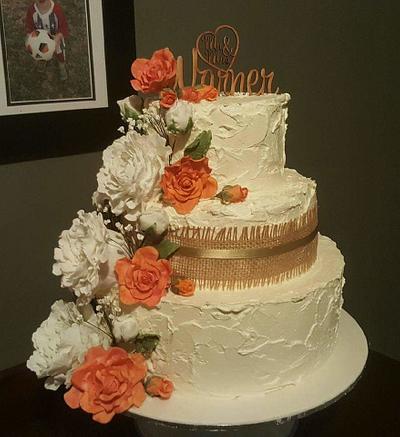 Wedding Peonies and Roses  - Cake by Vicky