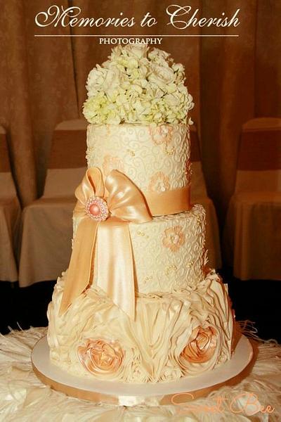 Romantic Gold and Ivory Wedding - Cake by Tiffany Palmer