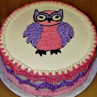 Owl cake with chevron buttercream - Cake by Nancys Fancys Cakes & Catering (Nancy Goolsby)