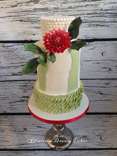 Red Dahlia wedding cake - Cake by Blossom Dream Cakes - Angela Morris