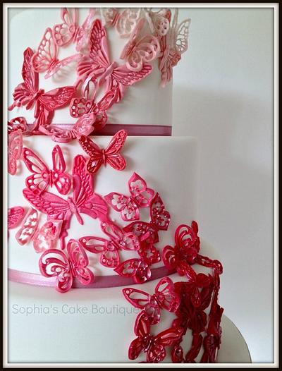 Pink Butterflies - Cake by Sophia's Cake Boutique