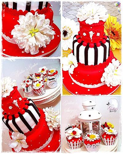 Cake ... white, red and black - Cake by Galya's Art 