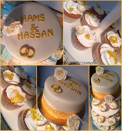 Engagement cupcakes and cake - Cake by marieke