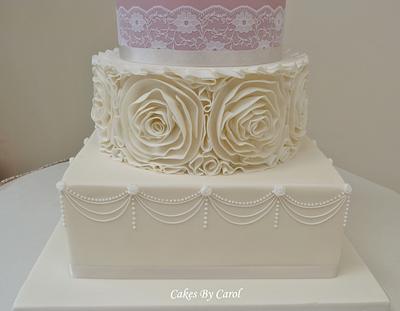 Rose Ruffle Wedding Cake - Cake by Carol