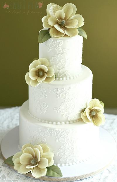 Vintage Lace & Magnolias - Cake by Sweet Pea Tailored Confections