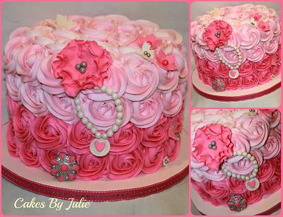 Pink Rose Swirl Cake.. - Cake by Cakes By Julie