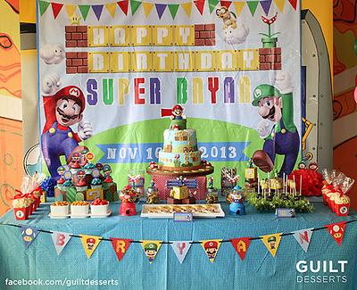 Super Mario Bros Dessert Table - Cake by Guilt Desserts