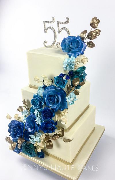 Blue Roses Anniversary Cake - Cake by Jenny Kennedy Jenny's Haute Cakes