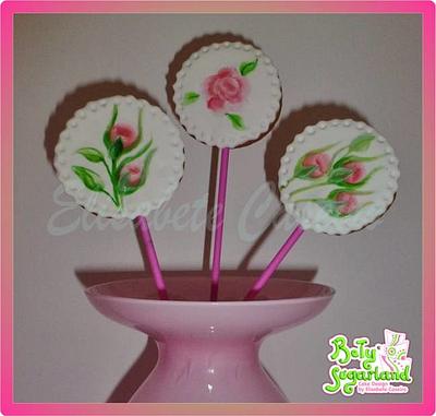 Roses painted cookies - Cake by Bety'Sugarland by Elisabete Caseiro 