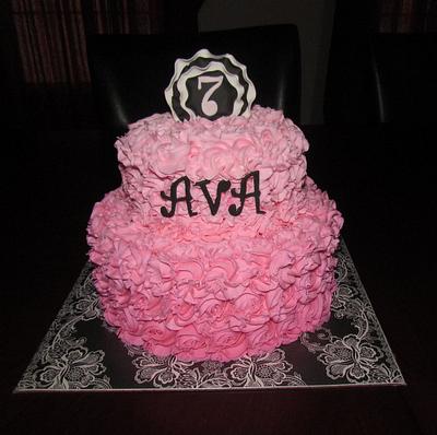 Pink Ombre Rosette Cake with Black and White Accents - Cake by Jaybugs_Sweet_Shop