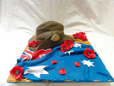 Remembering our Anzacs, Anzac slouch hat. - Cake by Tegan Bennetts