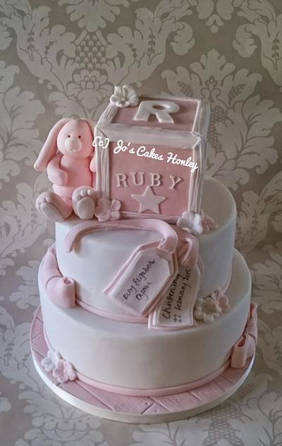 Christening Cake with Building Block  - Cake by Jo's Cakes