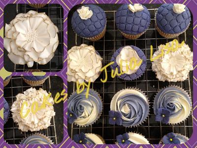 Purple, cream & hand painted gold  fondant decorations - Cake by Cakes by Julia Lisa