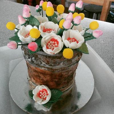 flower pot cake - Cake by Sumee