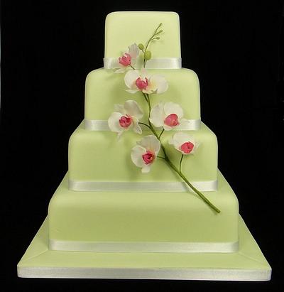 Green Orchid wedding Cake - Cake by Ceri Badham