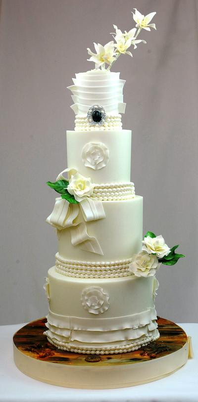 Wedding Gardenias and Orchids - Cake by Sugarpixy