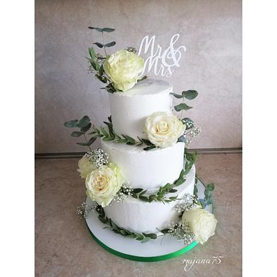 Wedding cake with roses - Cake by Marianna Jozefikova