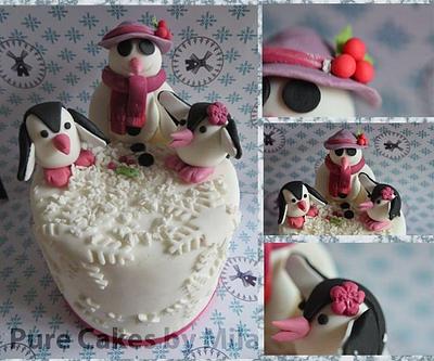 Penguins making Snowman - Cake by Mila - Pure Cakes by Mila